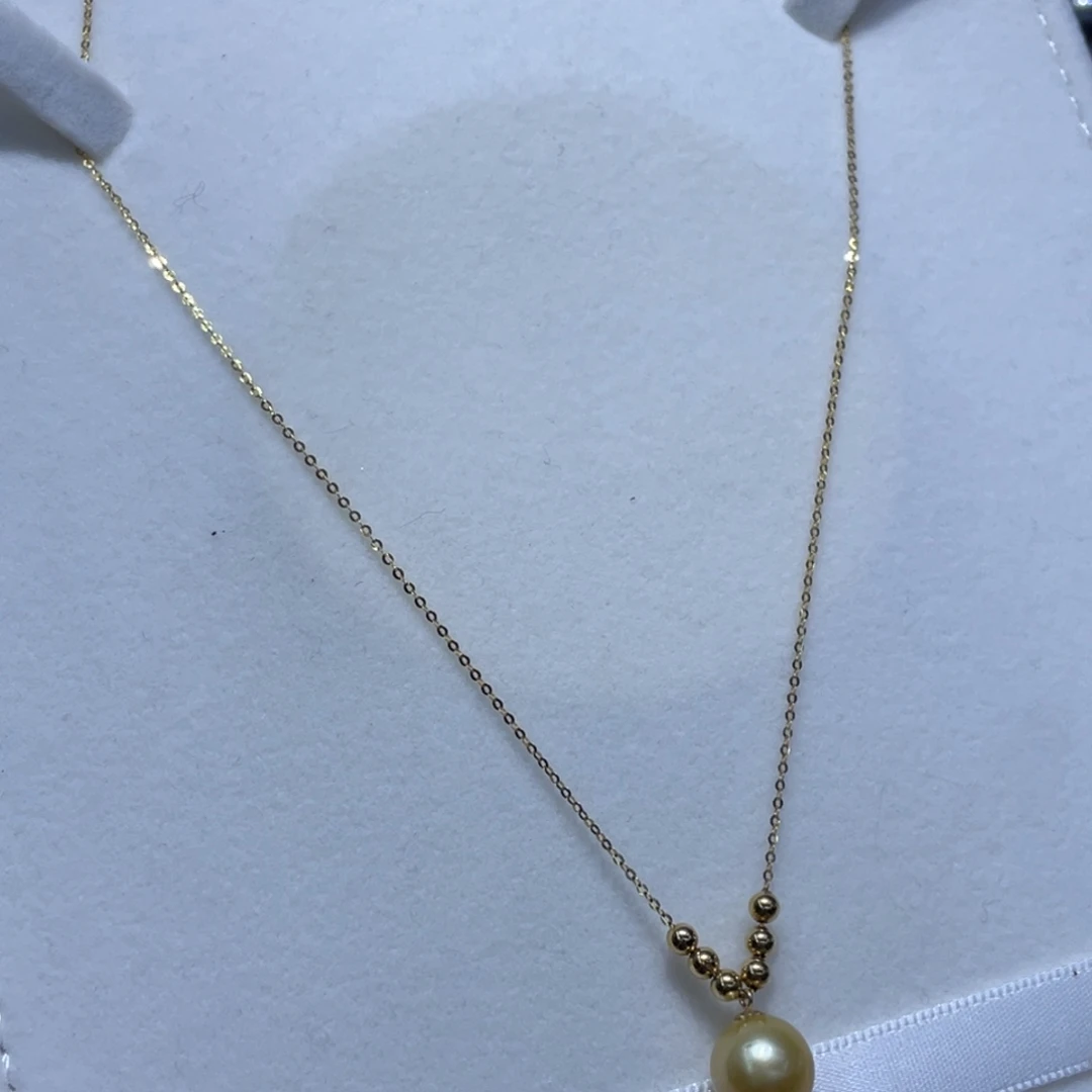 颈饰海水珍珠18K金镶嵌9.6mm18K金链