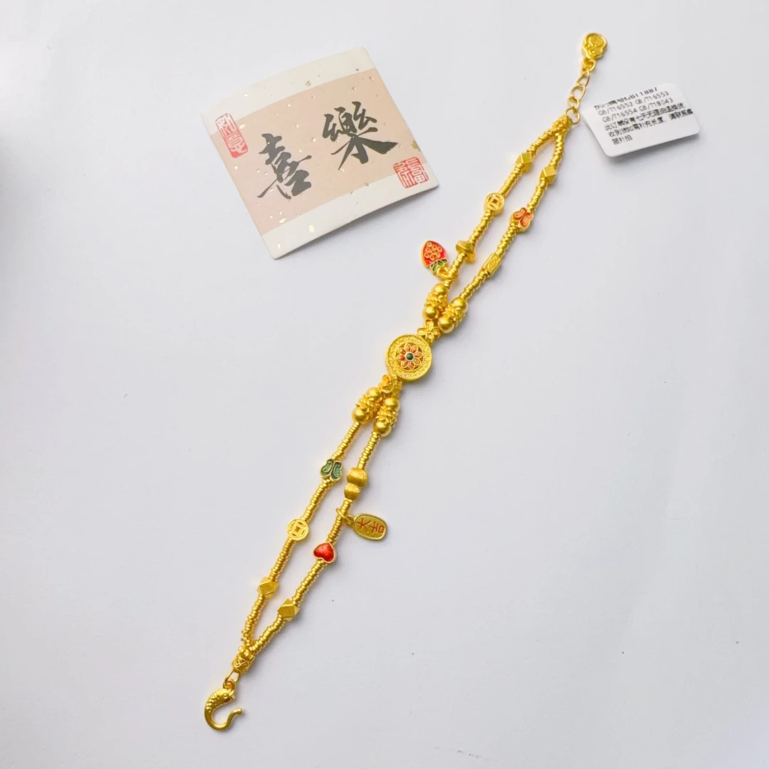 足金999 投资金 宝相花卡2双圈款 20.86 总长15.5cm zf