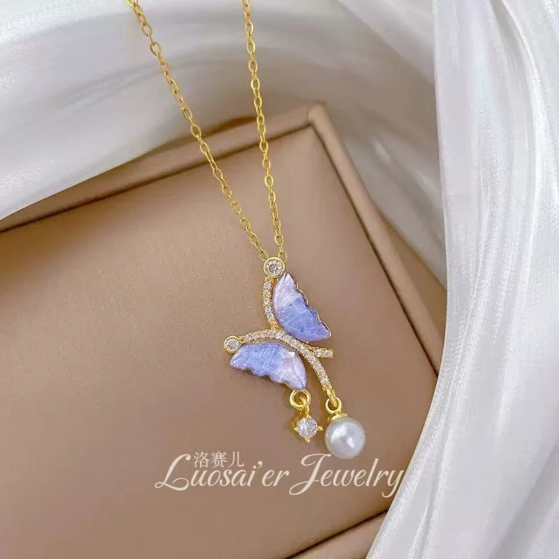 铜合金项链 洛赛儿 Luosaier（紫蝶垂珠）项链10055