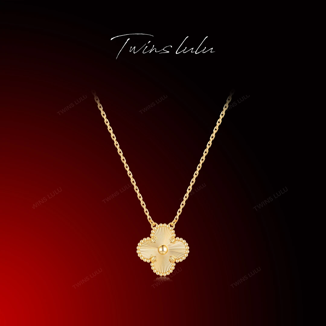 AIAX 925银 镀K金 【2025春节】手工拉丝四叶复古项链TSJ9408