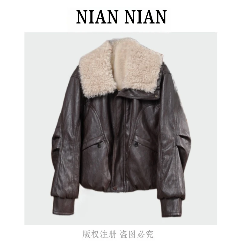 【街头枫叶】年年2025新款冬季宽松显瘦百搭潮流时尚皮衣短外套