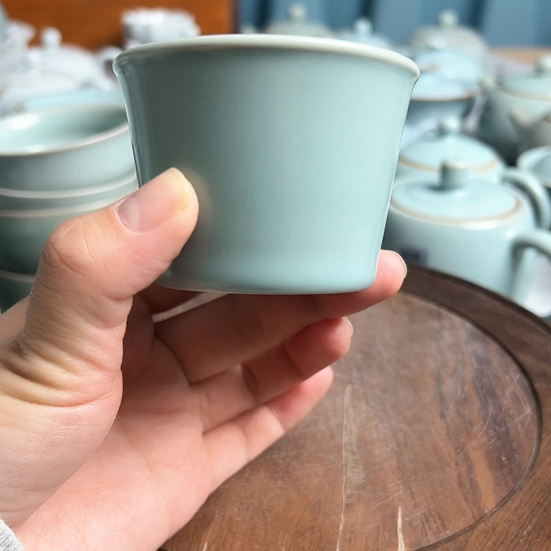 瓷片仿古天青直口杯