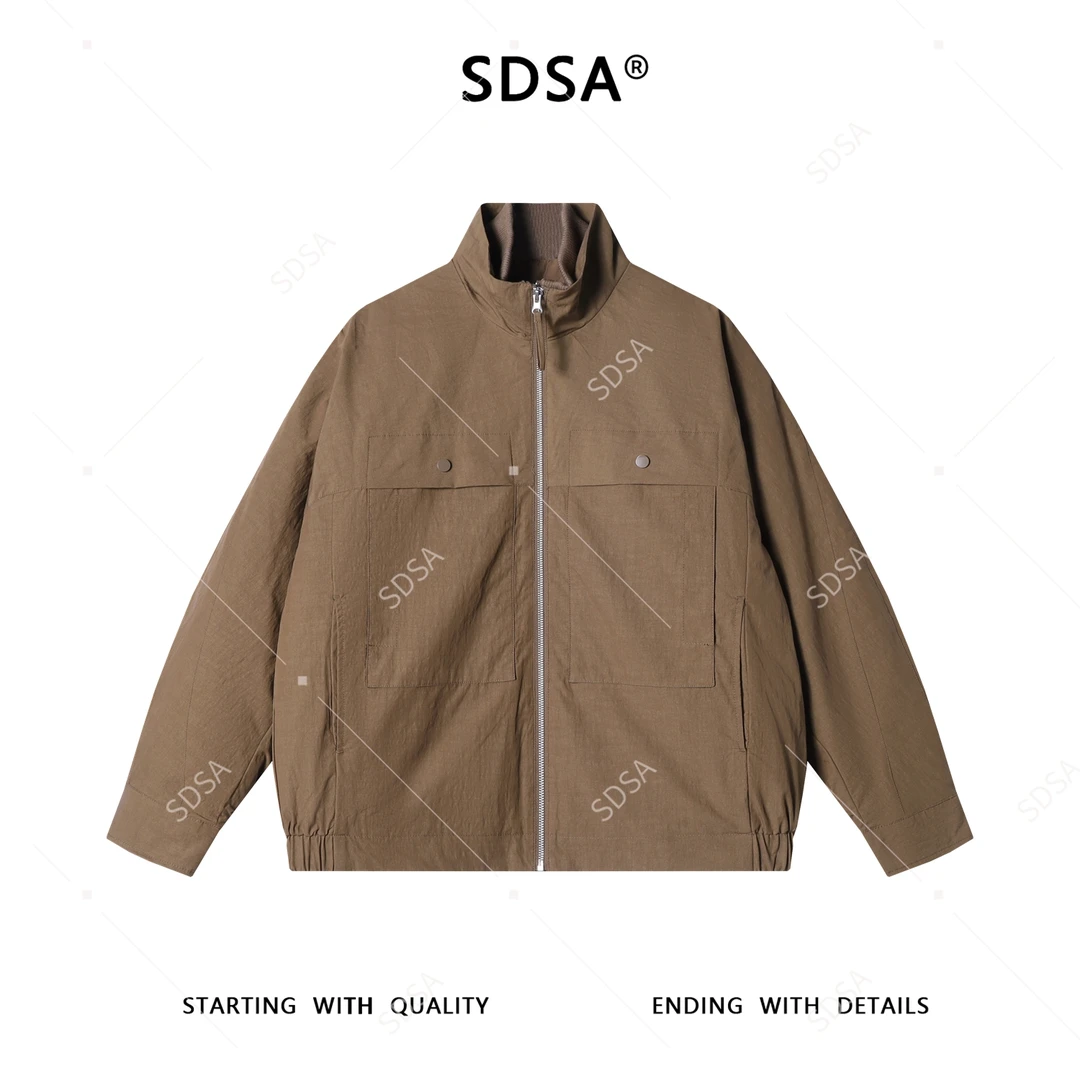 SDSA男士秋冬新款痞帅男装韩版简约纯色拉链立领两件套羽绒服外套