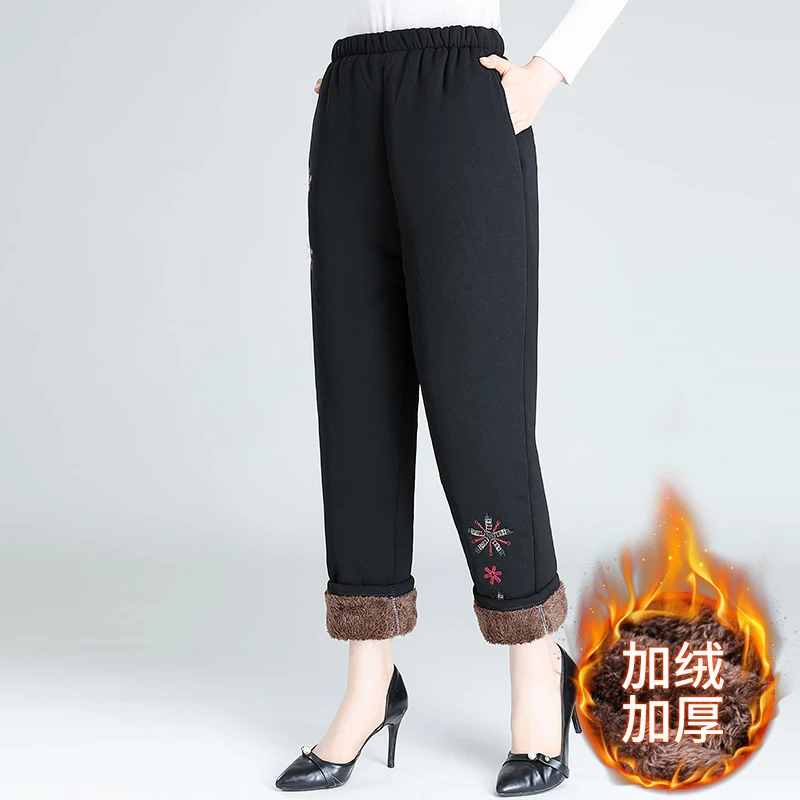 新款奶奶裤子冬女中老年人加绒加厚棉裤妈妈休闲老太太高档长裤女