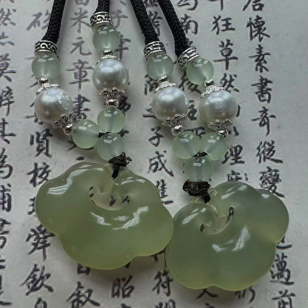纯天然岫玉祥云如意双面雕刻设计款链子多样性发货*拍一发一