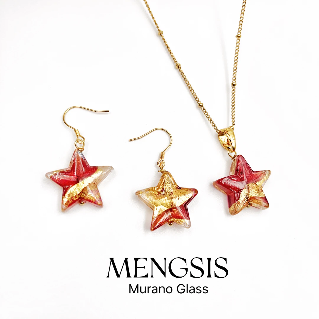 意大利Murano直购手工琉璃 千花星星彩虹 琉璃 耳环耳钉 11.7