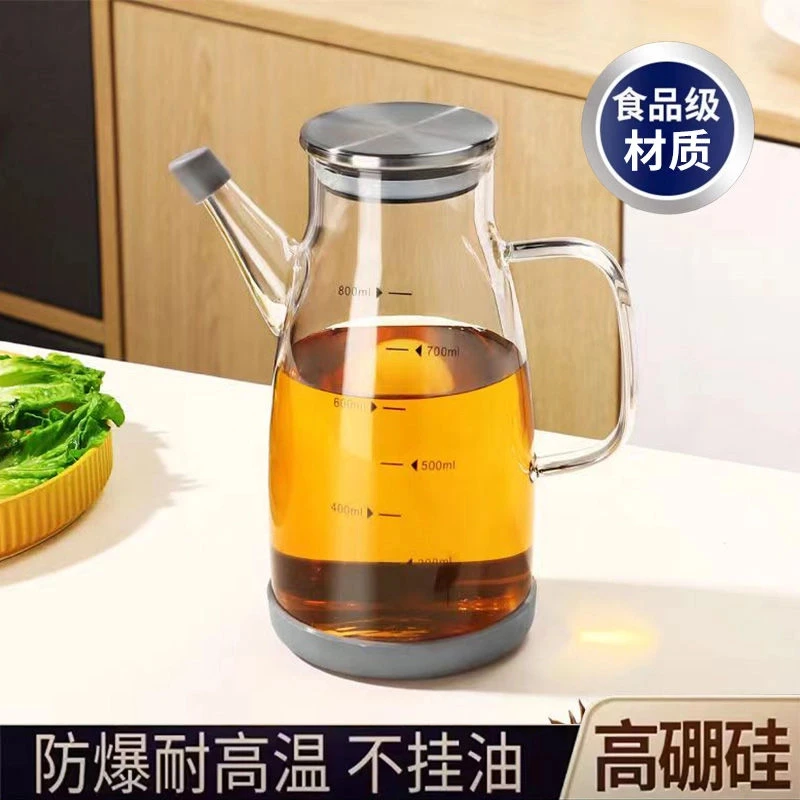 高硼硅加厚玻璃油瓶 油壶家用厨房大口径不挂油罐带盖新疆包邮