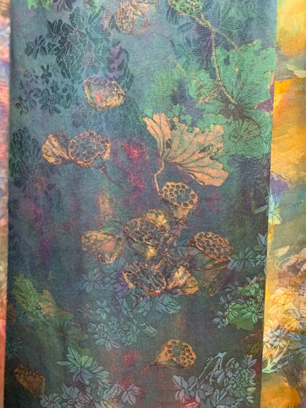 莲藕花 花箩香云纱布料