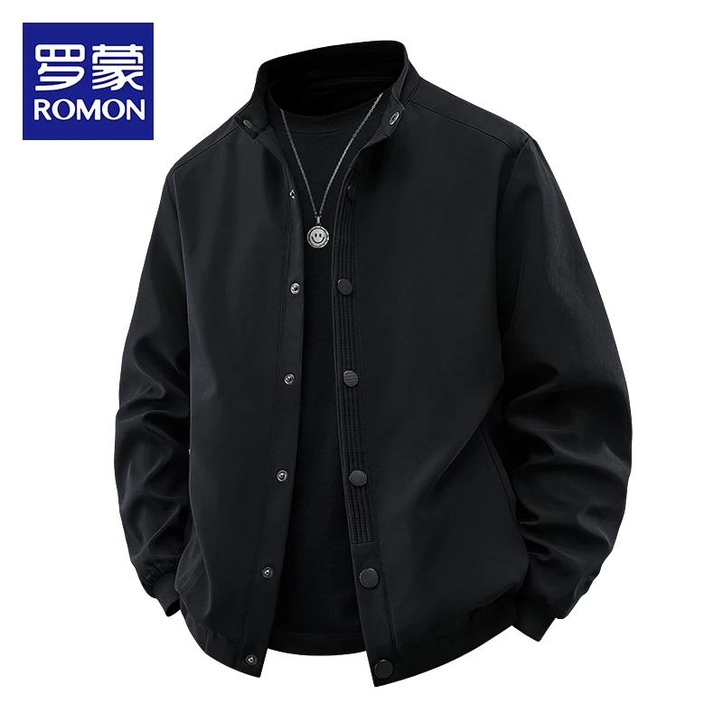 罗蒙秋冬新款夹克男潮牌高级感立领外套男款简约百搭休闲开衫上衣