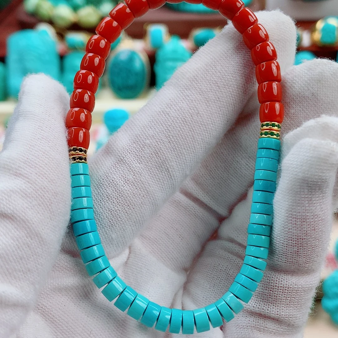 绿松石未镶嵌珠宝半成品手串