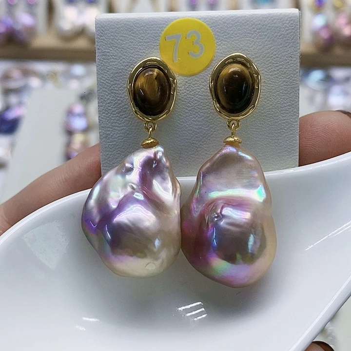 银S925镶嵌耳饰淡水珍珠