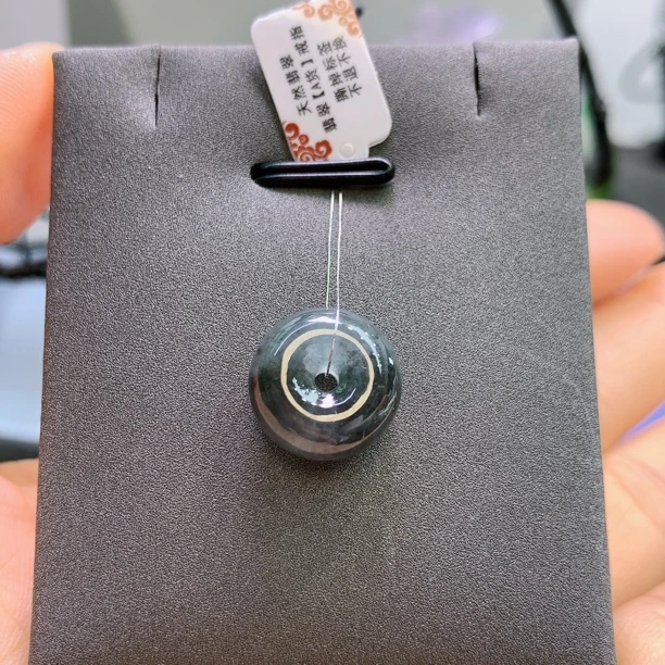 缅甸天然翡翠A货冰乌鸡平安扣A710#