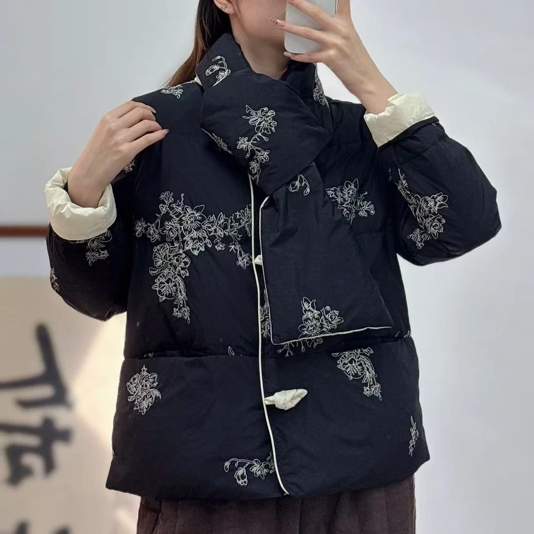 【小芬定制款】1899冬季百搭特色网红女装短款刺绣保暖羽绒服