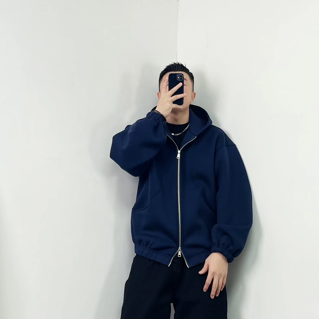 S.TYGDREAMOF重磅纯色慵懒双拉链男女款连帽夹克卫衣