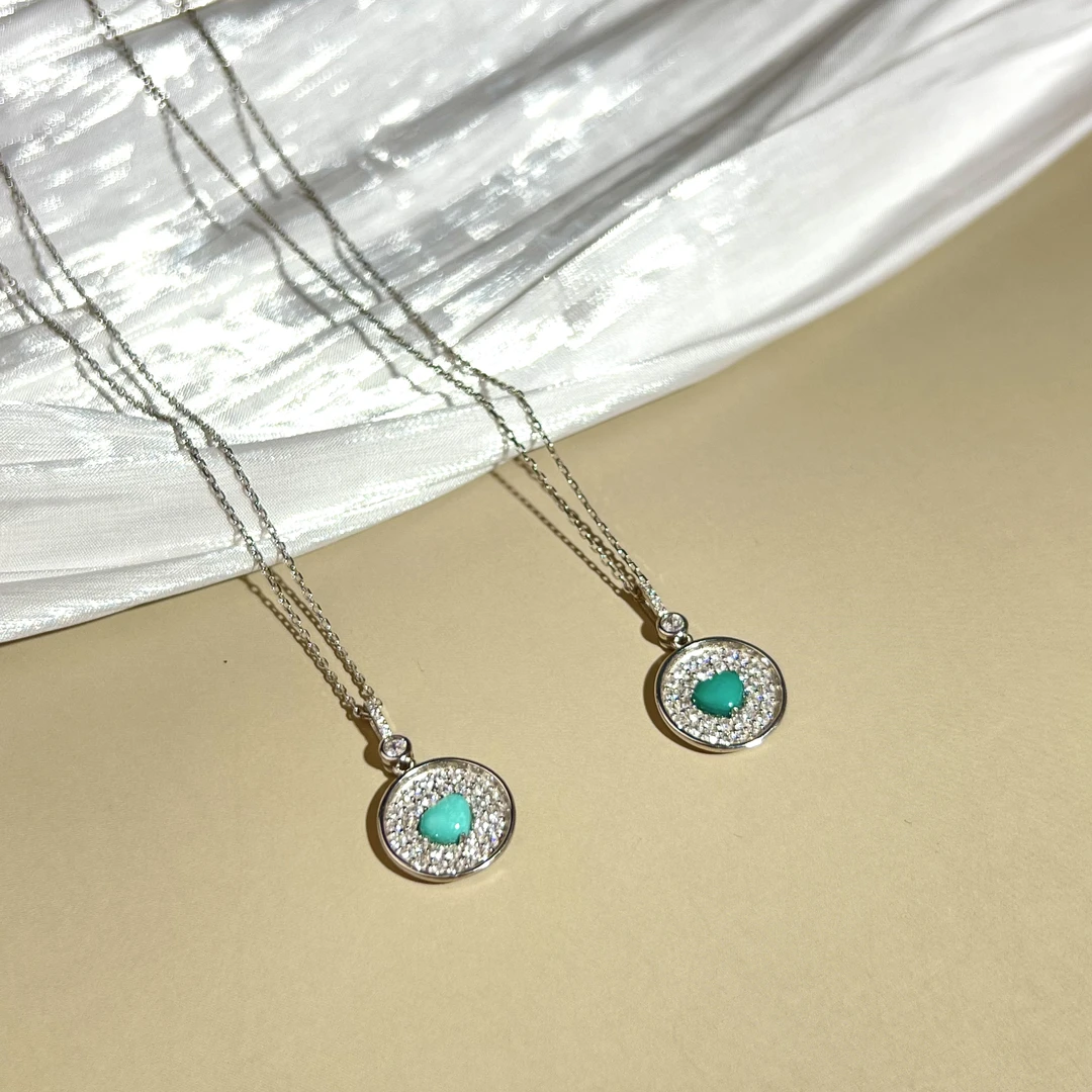 【铭记珠宝】S925银镶嵌绿松石套链25-DM225H480【多样性发一件】