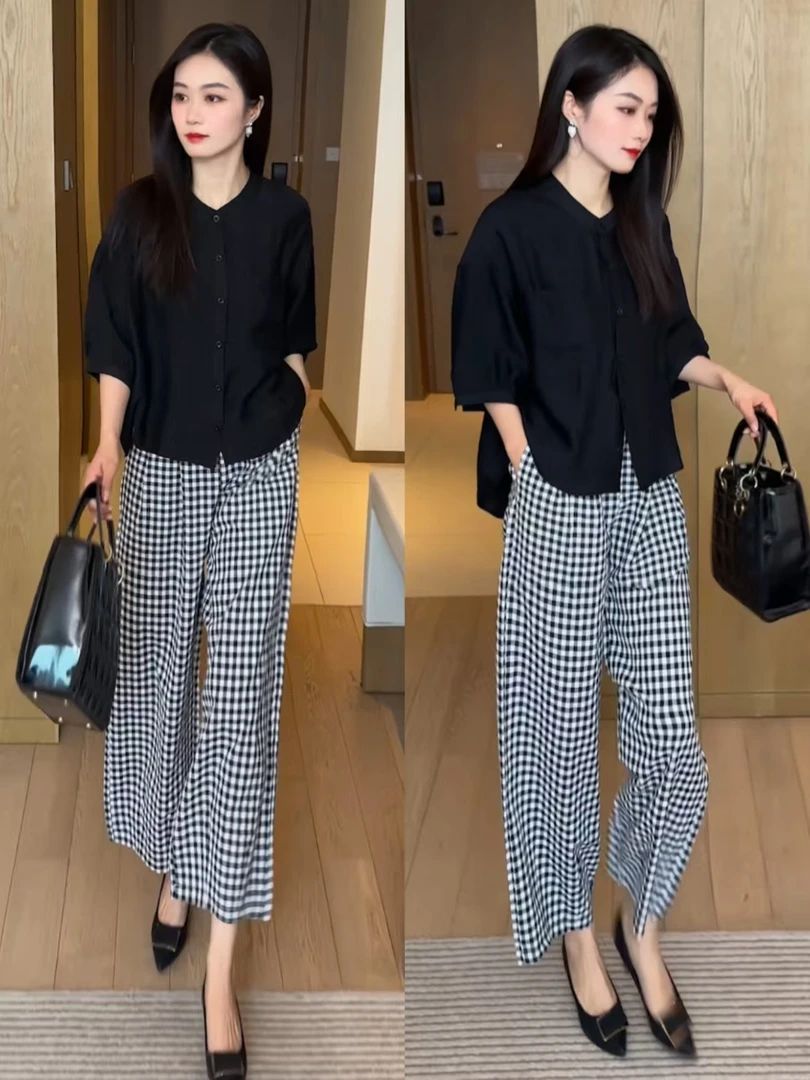 2025春季新款宽松遮肉显瘦黑色上衣大码女装欧若风老钱风百搭衬衫