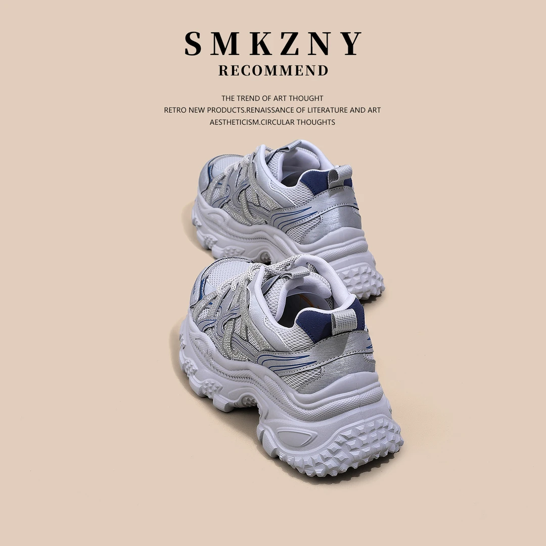 增高厚底网面老爹鞋女款2025秋季新款水钻百搭休闲运动鞋潮36-2