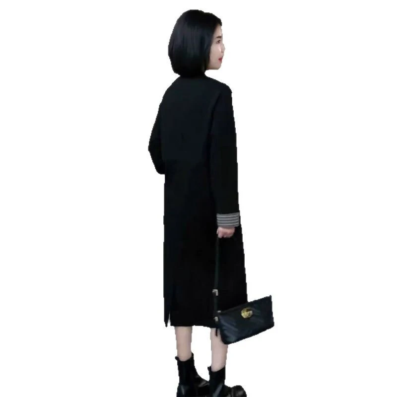 显瘦时尚春秋季连衣裙女2025新款条纹拼接假两件百搭休闲宽