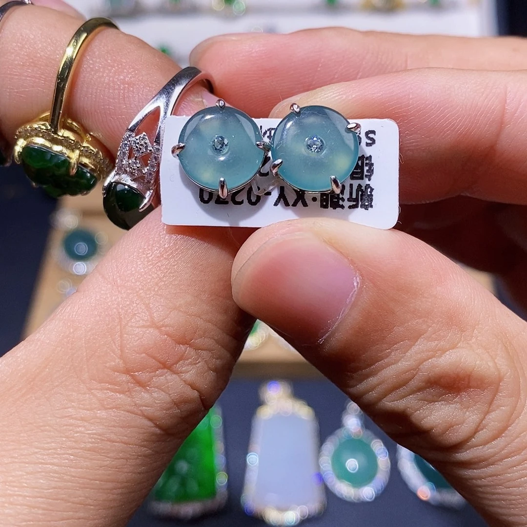 银S925镶嵌翡翠耳饰戒指