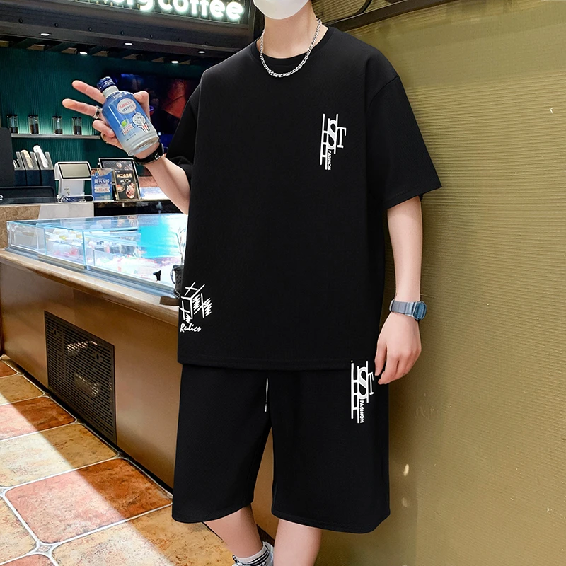 男士2025新款潮流短袖男装短裤搭配一套夏季薄款速干透气休闲套装