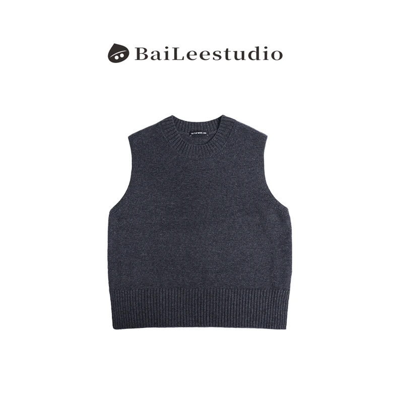 【柏栗良品】女款气质服装经典圆领简约无袖复古百搭小马甲BL125