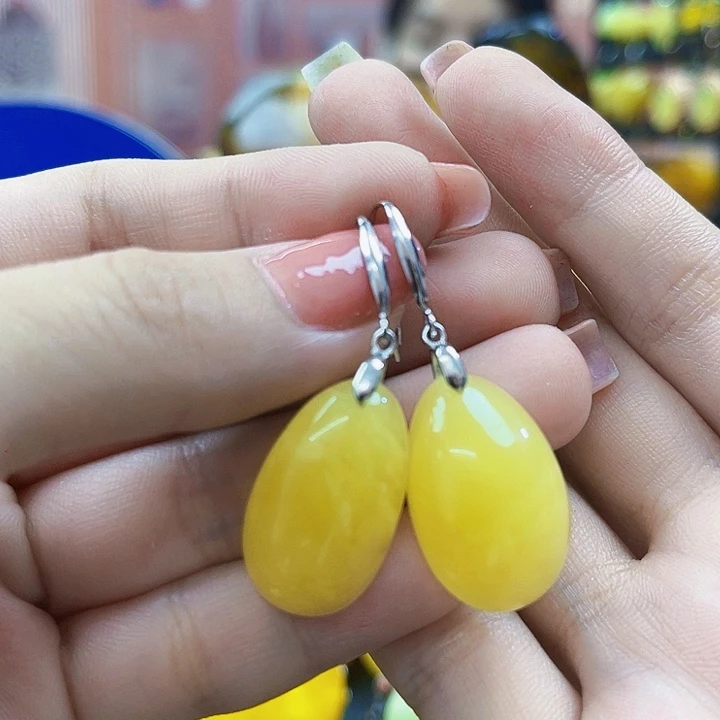 琥珀颈饰未镶嵌耳环