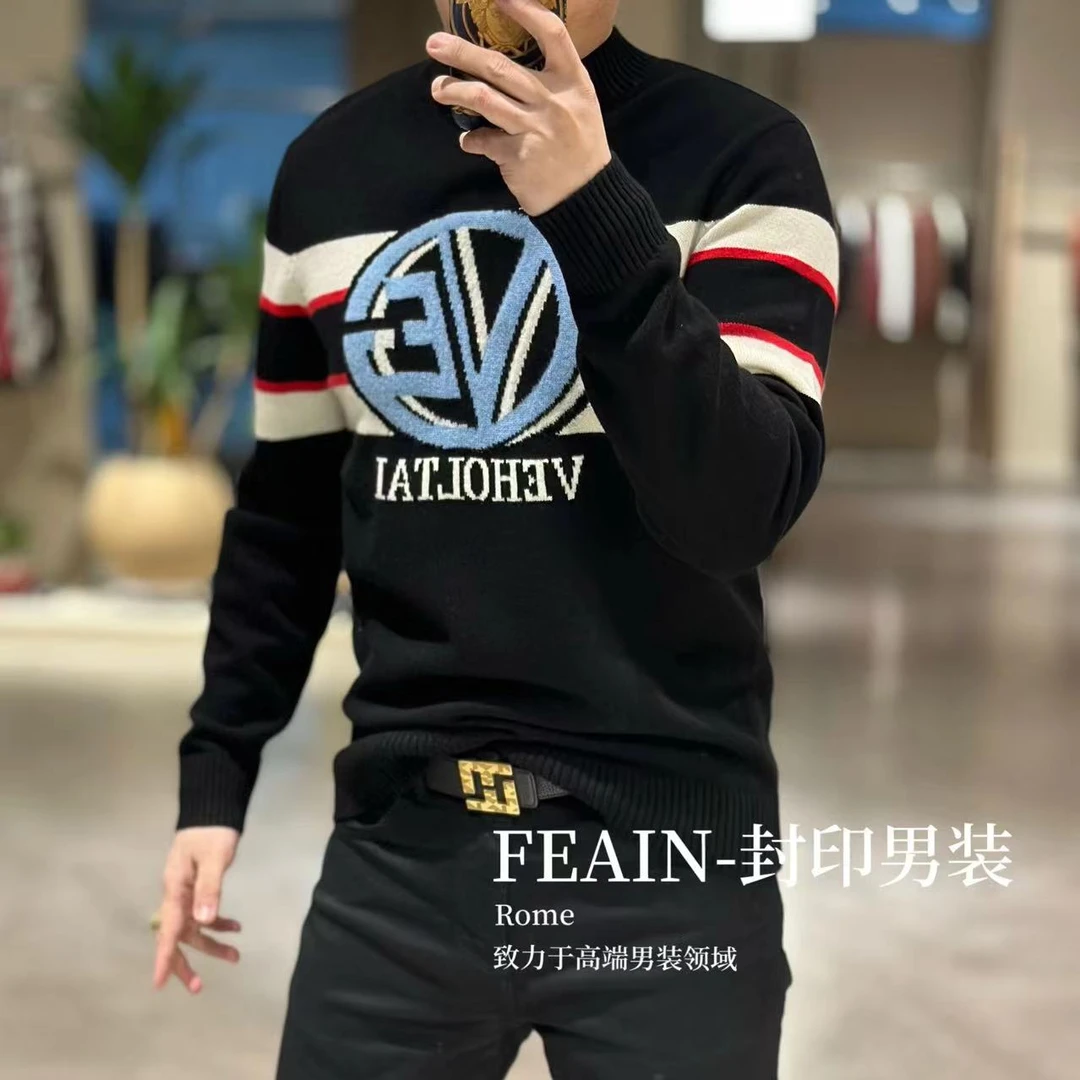 【100%羊毛】高端定制超细美丽奴羊毛立体提花工艺针织衫21589