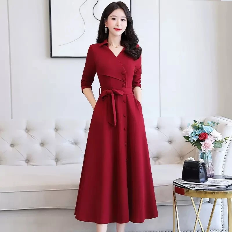 长袖连衣裙女年春秋新款气质喜婆婆婚宴装妈妈高级感漂亮裙子