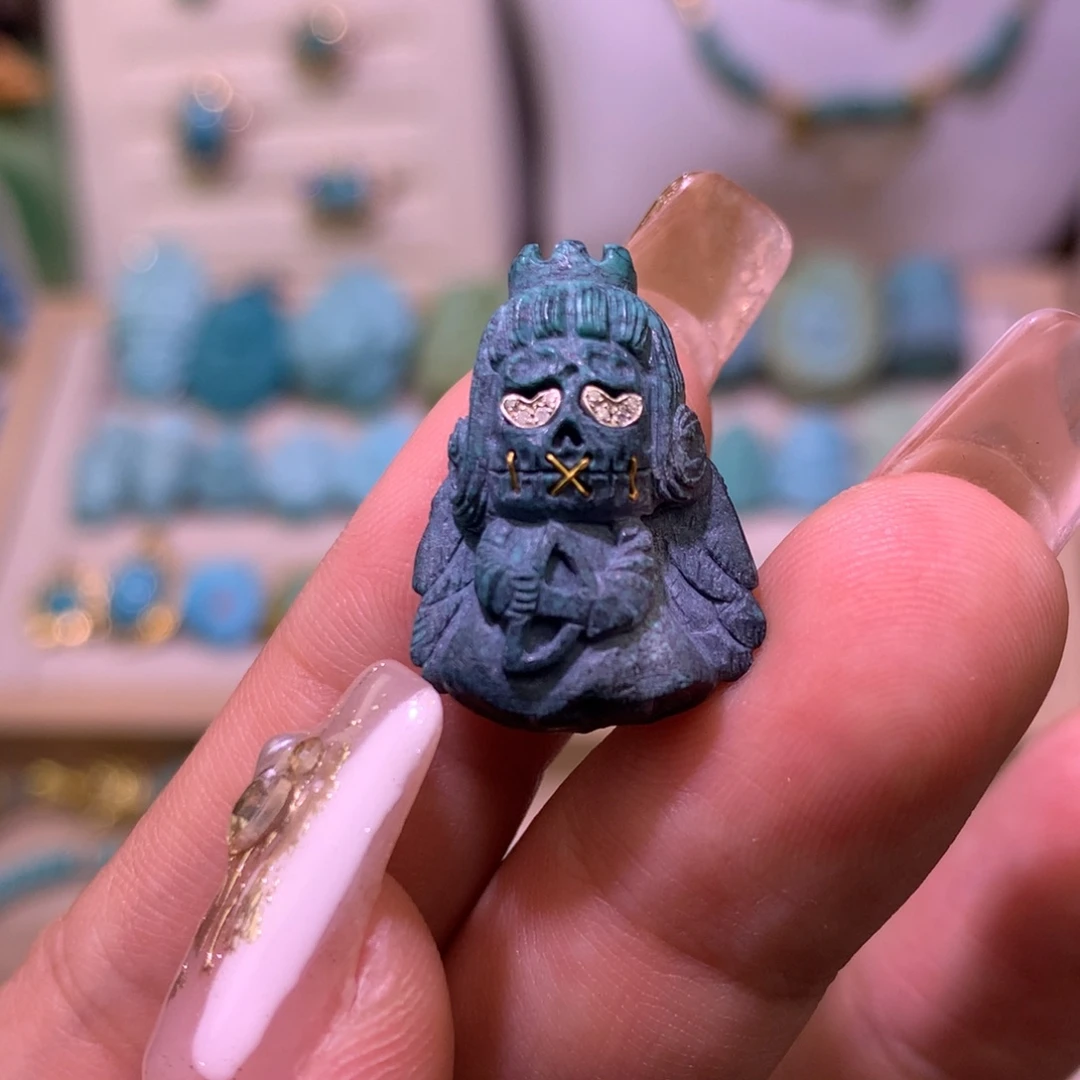 绿松石珠宝奇石未镶嵌雾霾蓝天使阿呆