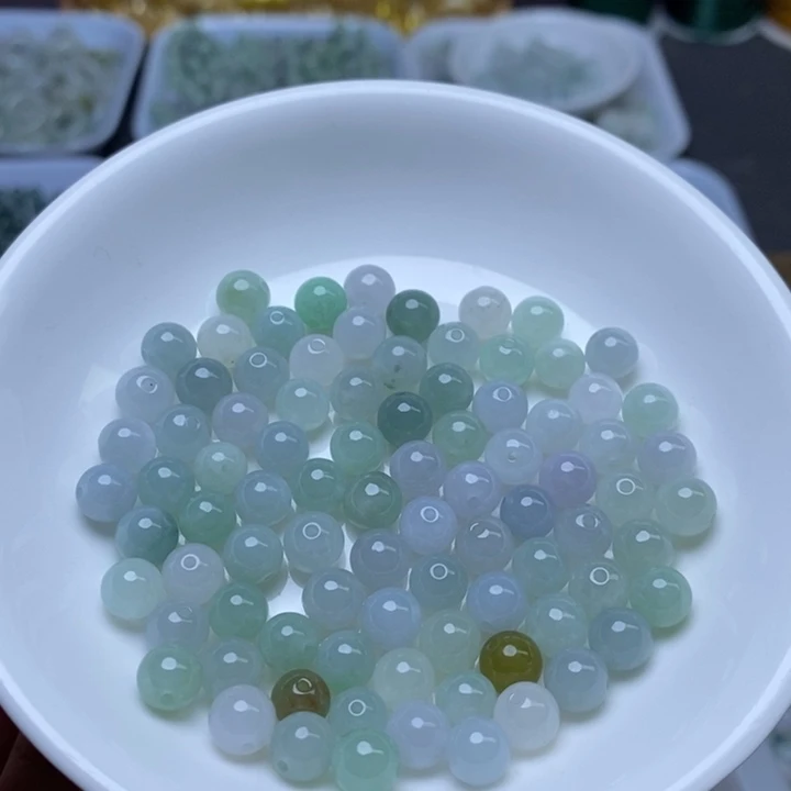 翡翠未镶嵌手链卡6.8冰珠子20个