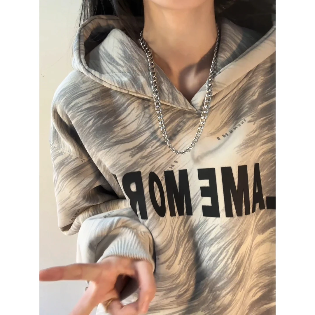 扎染重磅卫衣男士春秋款宽松休闲设计感衣服潮牌美式复古连帽外套