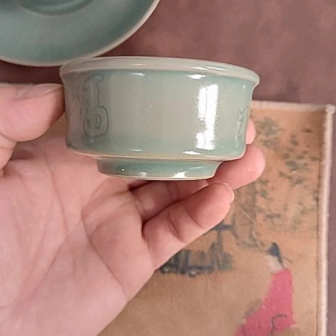 杯子青绿釉 福禄寿单杯