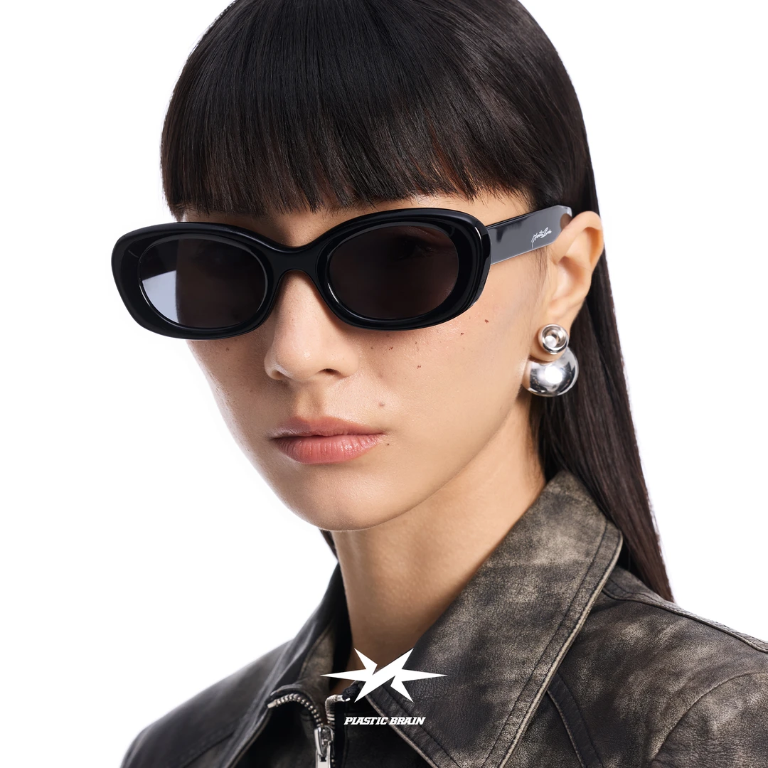 PLASTICBRAIN塑料脑袋椭圆复古猫眼太阳镜y2k辣妹高级感渐变墨镜