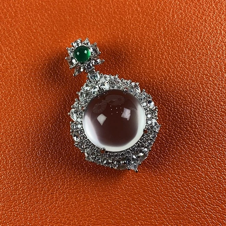 石英质玉银S925镀金镶嵌颈饰