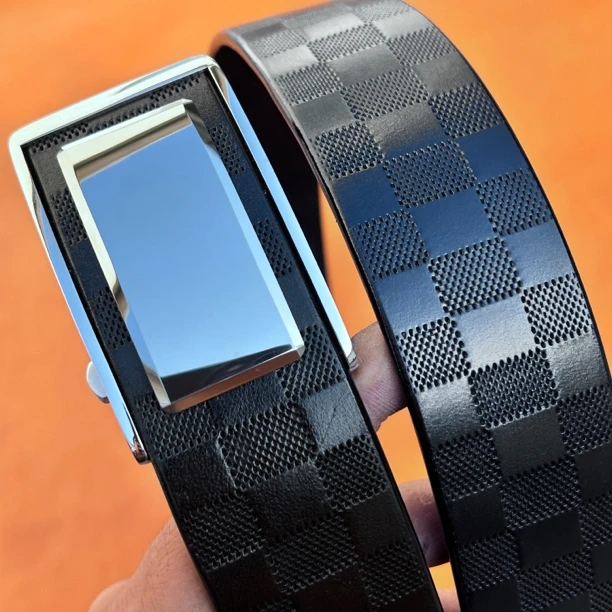 手工男款头层牛皮男士百搭腰带真皮黑色压花潮流休闲皮带时尚高端