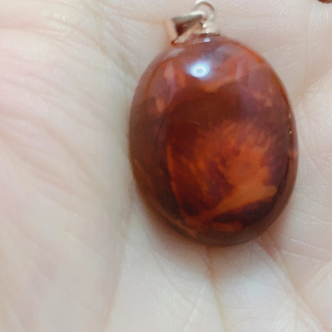 南红玛瑙银S925镶嵌吊坠(不含链)