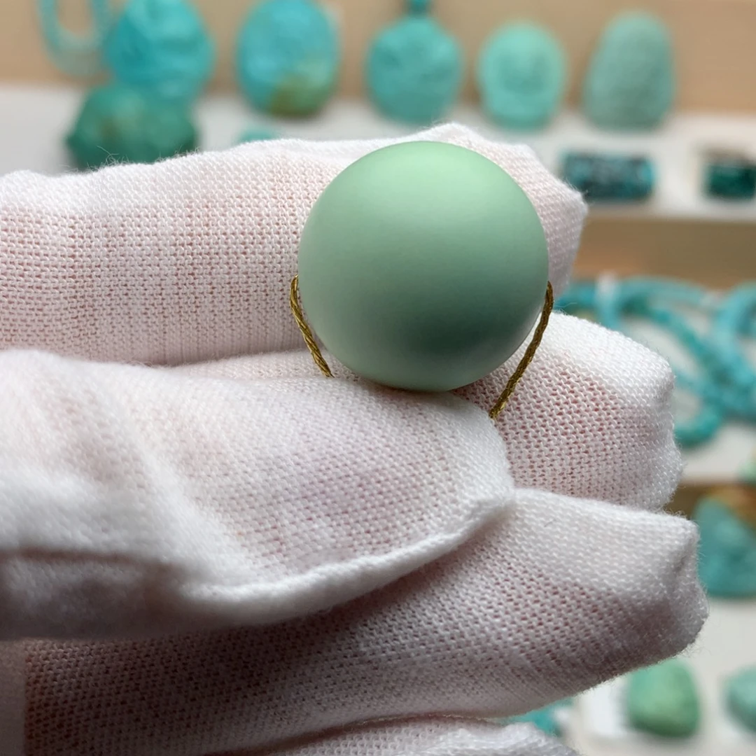 绿松石未镶嵌珠宝奇石菜籽黄精品圆珠19.2mm