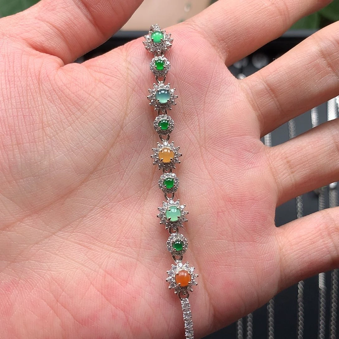 银S925镶嵌手链翡翠小**萌8888