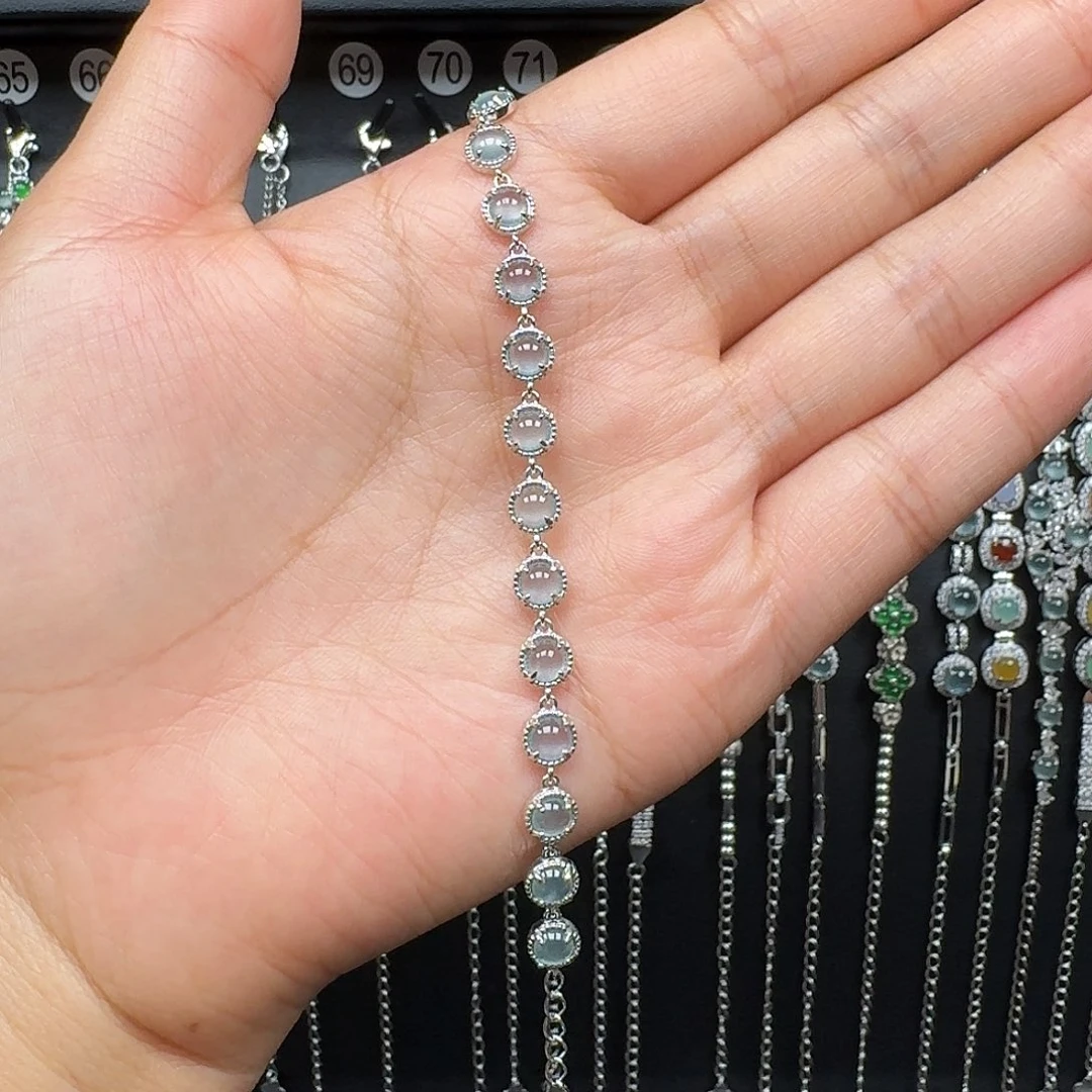 翡翠银S925镶嵌手链