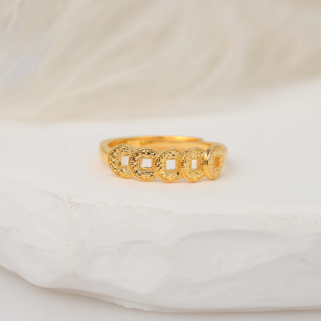 铜合金戒指 活口金色爱心/水滴/铃铛指环百搭排戒手工气质