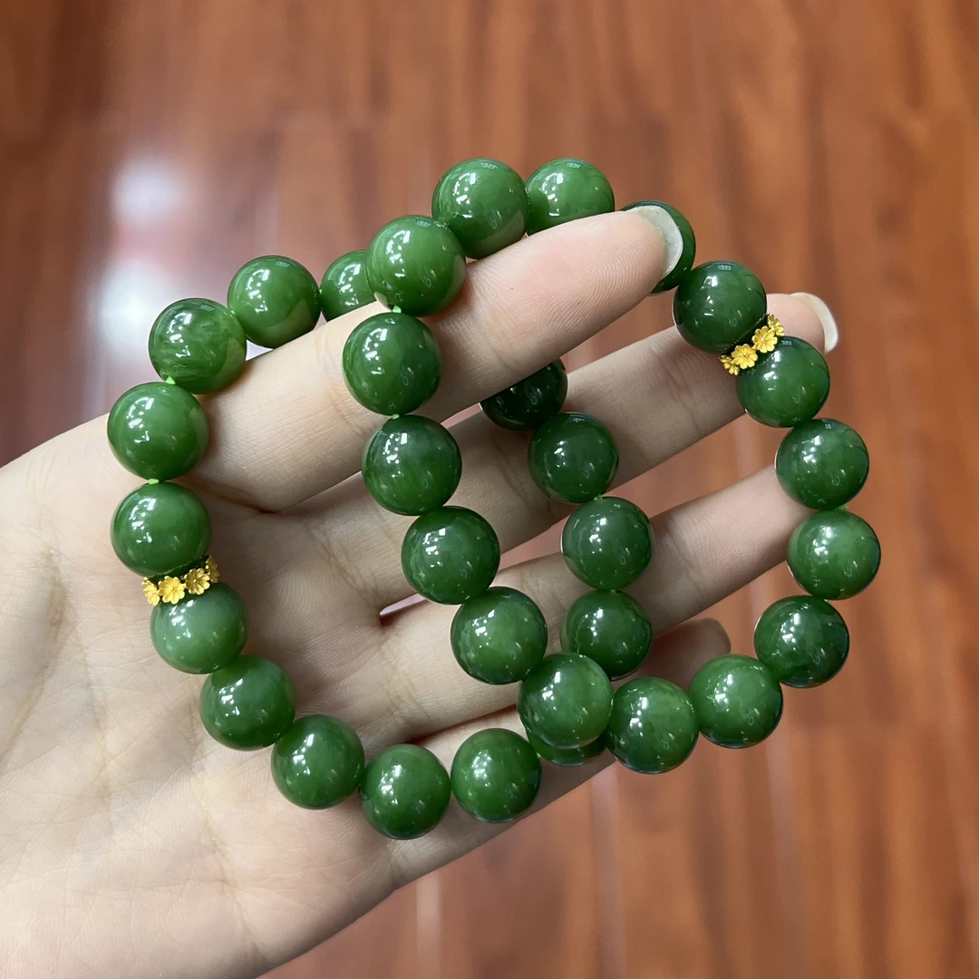 YF231-21284和田玉碧玉手串11mm+多样性发其一