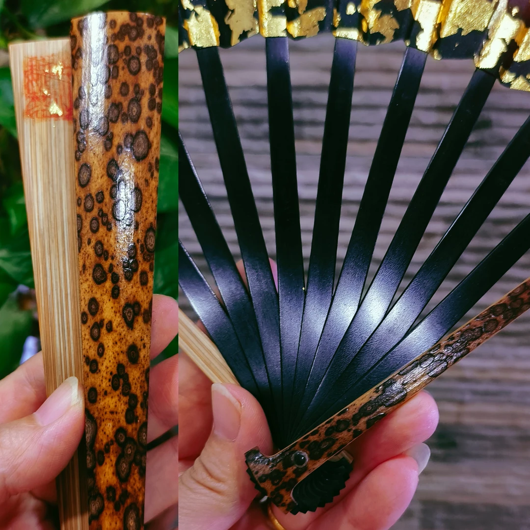 重器收藏332浙派非遗游魏九嶷山老梅鹿竹8寸牛头铲子文玩折扇蜡底