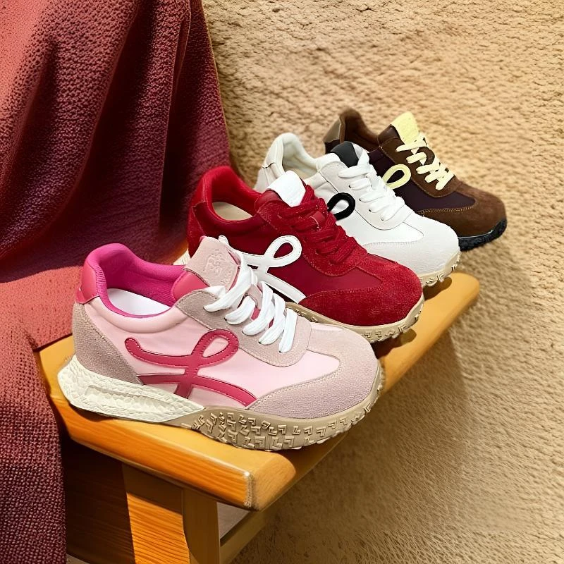 8CM增高厚底休闲阿甘鞋女2025春夏新款真皮拼色透气德训鞋女板鞋