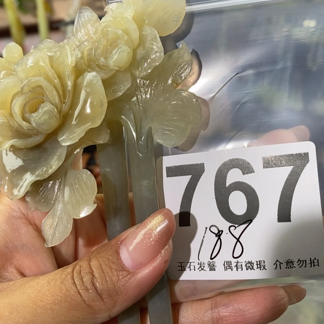 蛇纹石玉发饰未镶嵌我***宝