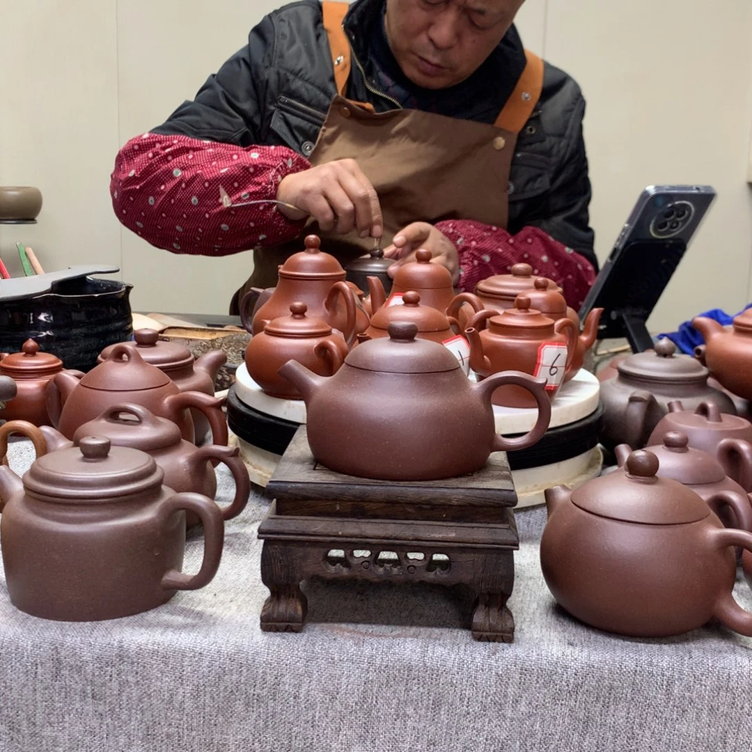 紫泥茶壶饮月170 C半手工制作