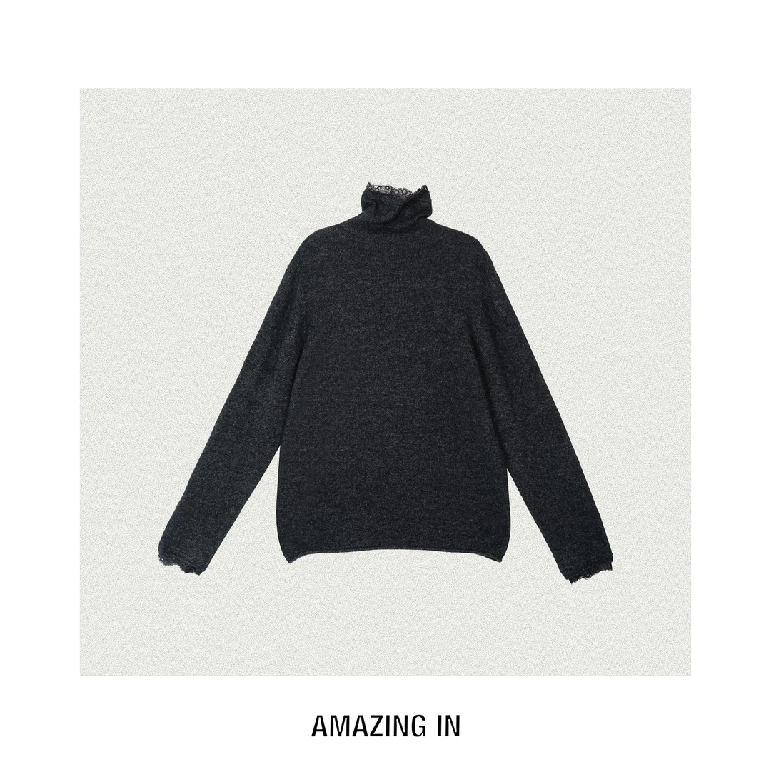 AMAZING IN | 浣熊绒x羊毛 | 蕾丝拼接毛衣A251120-AI5ADSW836596