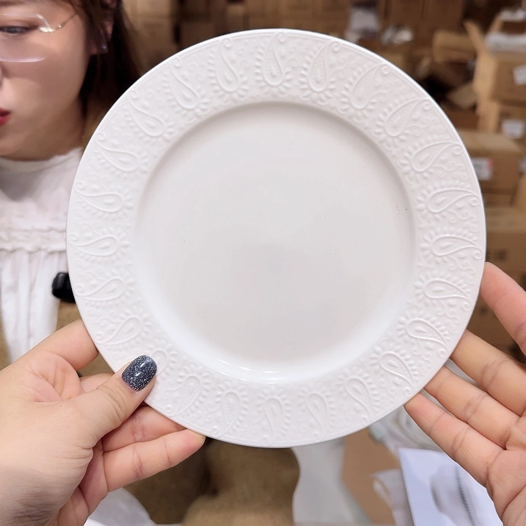 骨瓷骨瓷8英寸20cm平盘3只外贸骨瓷