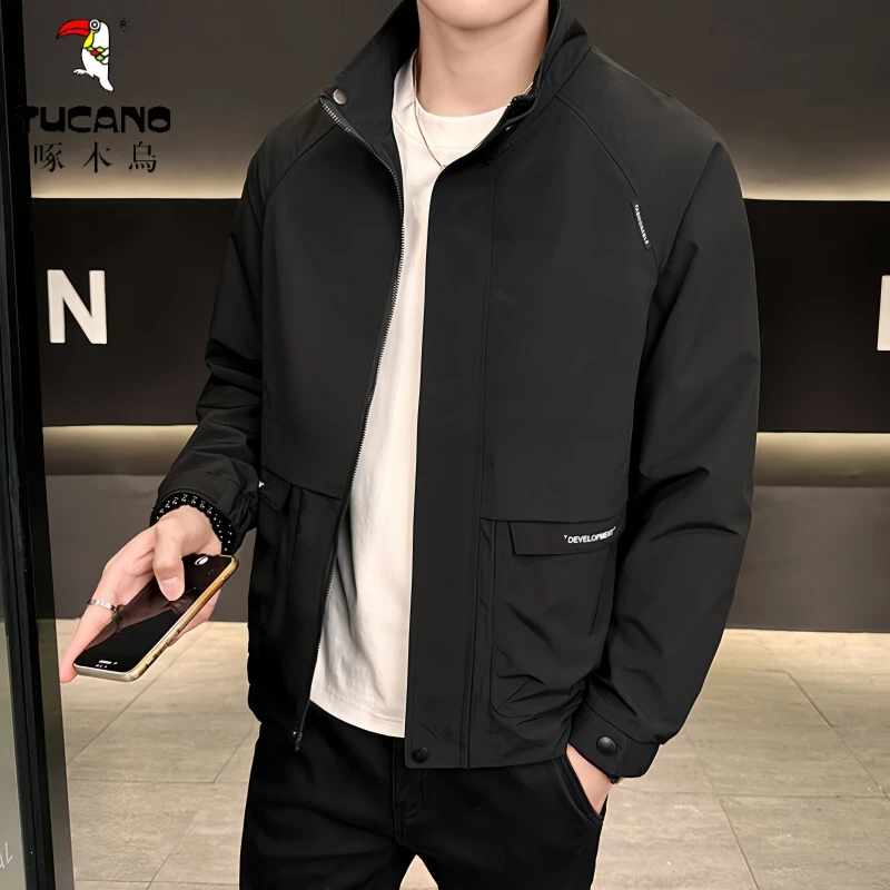 啄木鳥2025春秋款新款时尚潮流工装机能立领简约户外港风夹克外套