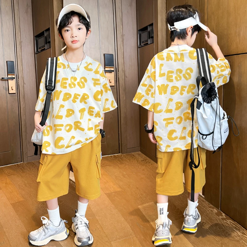 男童短袖夏装套装新款儿童夏季网红T恤痞帅【BN】B5068