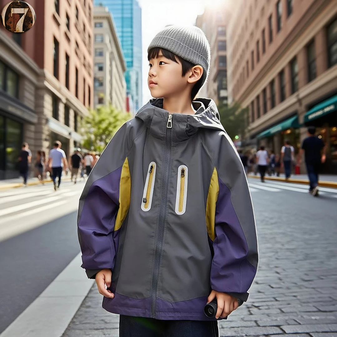 童装儿童冲锋衣男童秋季外套秋装2025新款防风防水软壳拼色上衣潮